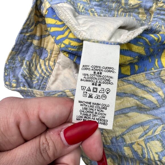 Free People Island Shorts Hawaiian Tropical Mango Blue Yellow Womens 0 - Picture 7 of 8